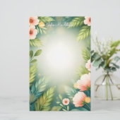 Papeterie Fleurs roses gracieuses à l'élégance feutrée (Debout devant)