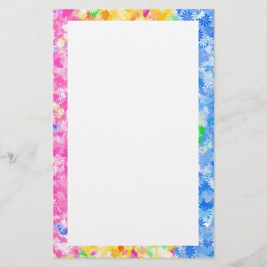 Papeterie Fleurs roses, jaunes et bleues (Devant)