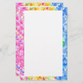 Papeterie Fleurs roses, jaunes et bleues (Devant / Derrière)