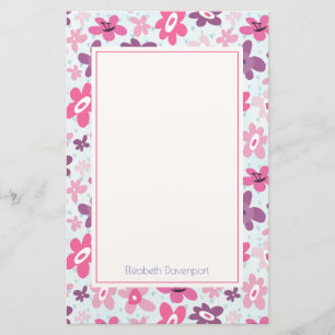 Papeterie Fleurs roses mignonnes Motif Whimsical Personnalis