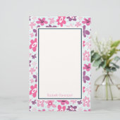 Papeterie Fleurs roses mignonnes Motif Whimsical Personnalis (Debout devant)