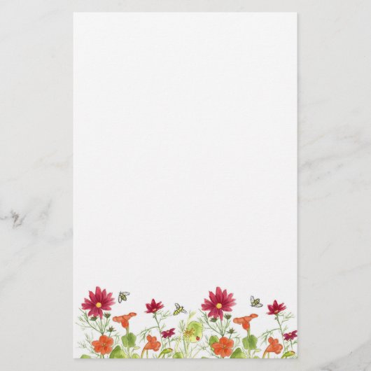 Papeterie Fleurs rouges de nasturtium orange d'abeille de mi (Devant)