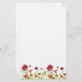 Papeterie Fleurs rouges de nasturtium orange d'abeille de mi (Devant / Derrière)