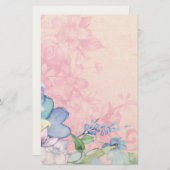 Papeterie Fleurs sauvages floraux roses et bleus délicats (Devant / Derrière)