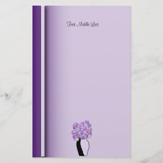 Papeterie Fleurs sauvages Violets En Vase Croché Sur Mesure (Devant)