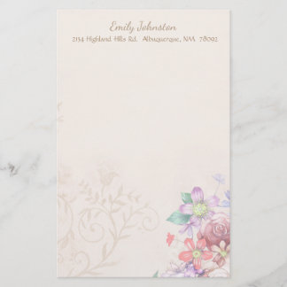 Papeterie Fleurs Vintages inspirées Papier à lettres personn