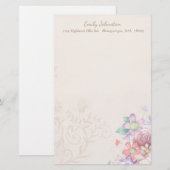 Papeterie Fleurs Vintages inspirées Papier à lettres personn (Devant / Derrière)