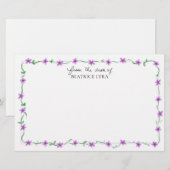 Papeterie Fleurs violettes personnalisables (Devant / Derrière)