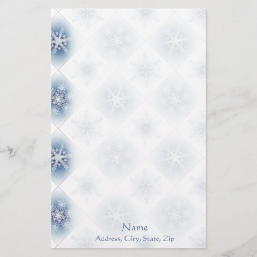 Papeterie Flocons de neige bleus scintillants (Devant)