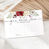 Papeterie Floral bordeaux Date idées nuit. Date jar