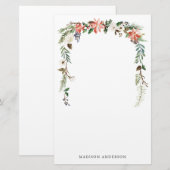 Papeterie Floral d'hiver | Vacances personnalisées (Devant / Derrière)