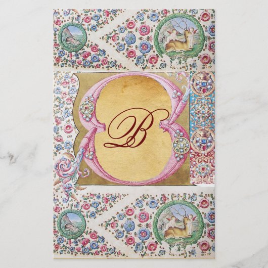 PAPETERIE FLORAL ÉLÉGANT, ANGES, ROSES ROSES ROSES, MONOGRAM (Devant)