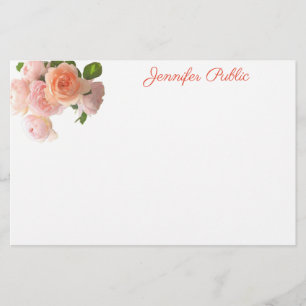 Papeterie Floral élégant de roses d'aquarelle des textes d