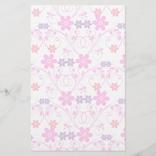 Papeterie Floral moderne violet rose (Devant)