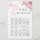 Papeterie Floral Pink Bow Fête des mariées Jeu de Bingo (Devant)