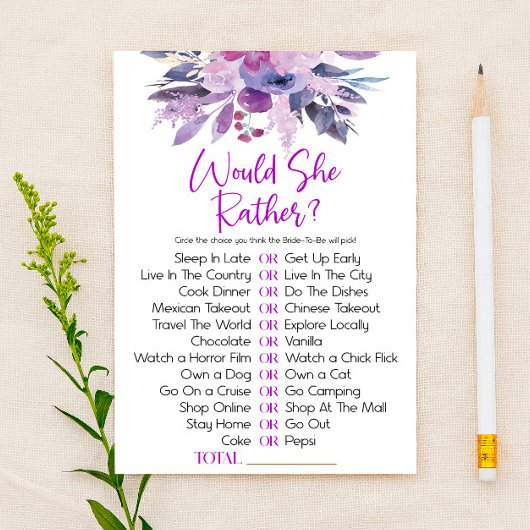 Papeterie Floral Pourpre Voudrait-Elle Plutôt Fête des marié