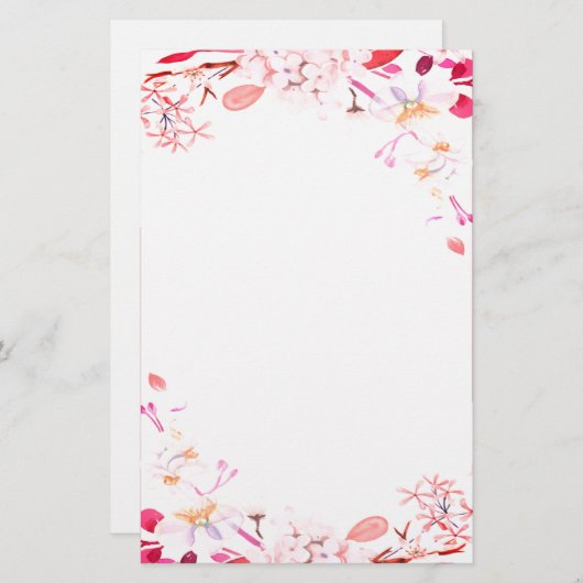 Papeterie Floral rose (Devant / Derrière)