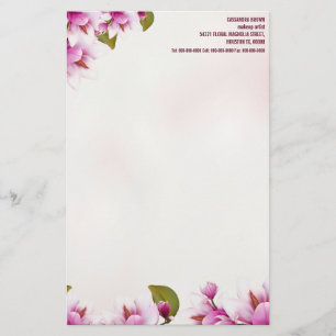 Papeterie Floral rose Magnolia Personnalisé