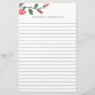 Papeterie Floral rose rayé