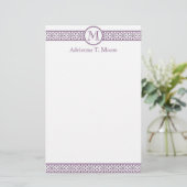 Papeterie Floral violet blanc Monogramme initial (Debout devant)