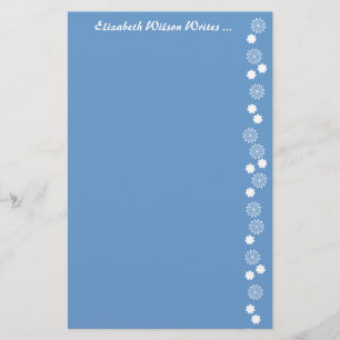 Papeterie florale bleue et blanche
