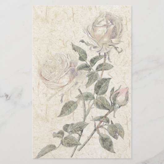 Papeterie florale de fleurs roses de papier fait (Devant)