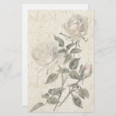 Papeterie florale de fleurs roses de papier fait (Devant / Derrière)