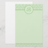 Papeterie florale verte d'initiale de monogramme (Devant / Derrière)