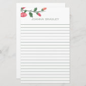 Papeterie Florales roses (Devant / Derrière)