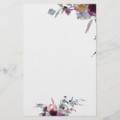 Papeterie Flore d'aquarelle violette et rousse personnalisée (Dos)