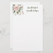 Papeterie Flore rose vert personnalisé du bureau de (Devant / Derrière)