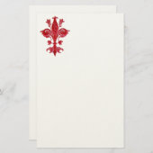 Papeterie FLORENTINE RED LILY / FLEUR DE LISE, White Felt (Devant / Derrière)