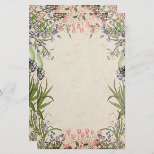 Papeterie Flores vintages au printemps (Devant / Derrière)