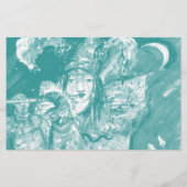 Papeterie FLUTIST DANS nuit BLEUE/vénitienne de carnaval (Dos)