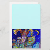 Papeterie FLUTISTE EN BLEU / Soirée Carnaval vénitien (Devant / Derrière)