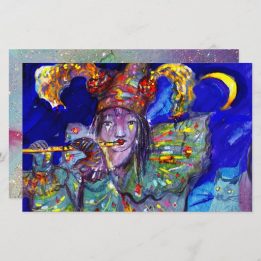 Papeterie FLUTISTE EN BLEUE / Station de nuit du Carnaval vé (Devant / Derrière)