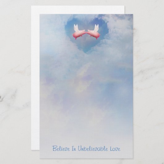 Papeterie Flying Pigs Kissing-Croire En Amour Incroyable (Devant / Derrière)