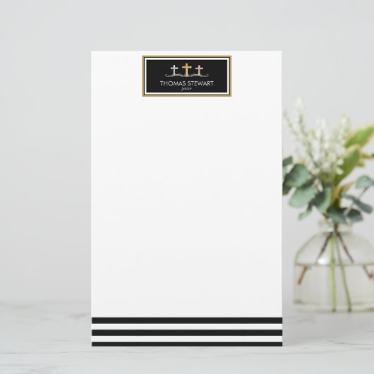 Papeterie Foil Cross Trio trio rayé religieux (Debout devant)