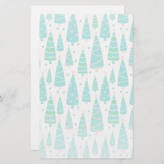 Papeterie Forêt de sapins de Noël Pastel (Devant / Derrière)