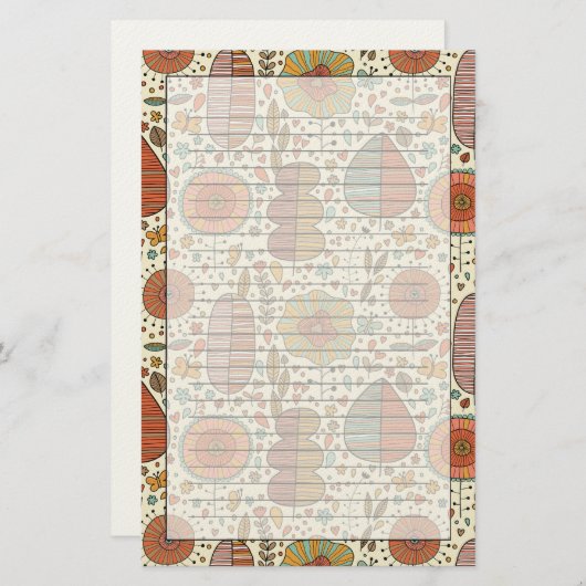 Papeterie Forme florale d'été faite de feuilles (Devant / Derrière)