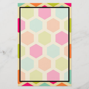 Papeterie Formes d'hexagone en Motif de couleurs Vintages