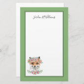 Papeterie Fox floral | ajoutent votre nom (Devant / Derrière)