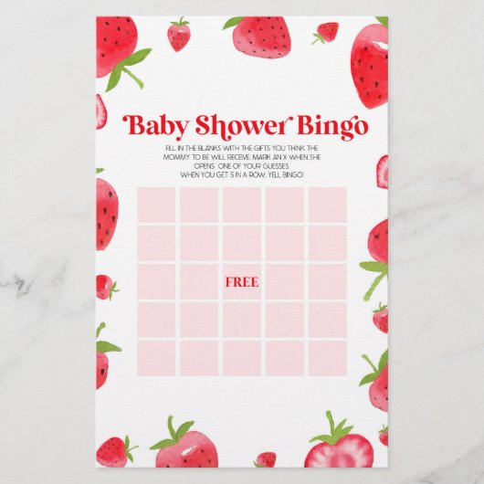 Papeterie Fraise Berry Baby shower Jeu (Devant)