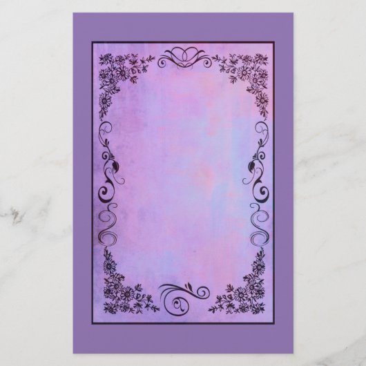 Papeterie Frame de fantaisie violette sur un Arrière - plan  (Devant)