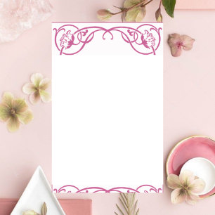 Papeterie Frontière Art Nouveau Floral Personnalisable
