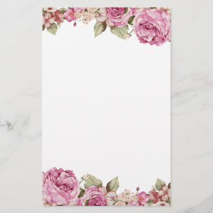 Papeterie Frontière bilatérale avec la peinture de rose de