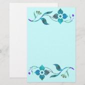Papeterie Frontière bleue de fleur (Devant / Derrière)