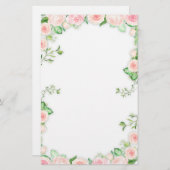 Papeterie Frontière de peinture des roses roses doux (Devant / Derrière)