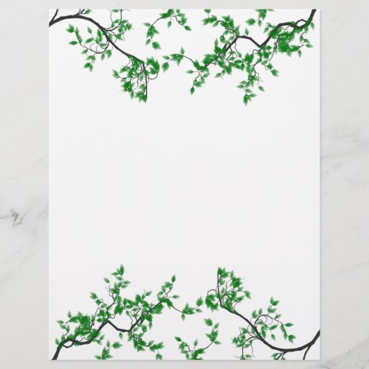 Papeterie frontière Feuille jolie verte (Devant)
