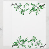 Papeterie frontière Feuille jolie verte (Devant / Derrière)